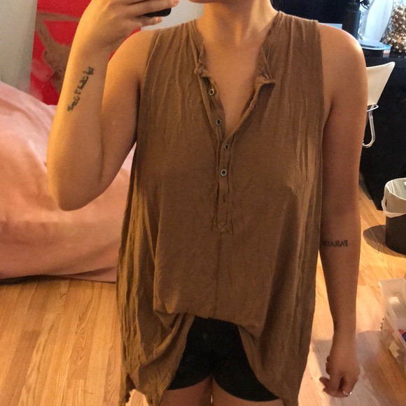 Free People Tops - free people button up flowy tank tan/beige